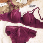 Uus v&auml;rviline aluspesukomplekt Seksikas &otilde;&otilde;nes Push Up rinnahoidja komplekt Naiste klassikaline sidemega rinnahoidja suvepits pluss suuruses rinnahoidja ja alusp&uuml;kste komplektid 85D lilla