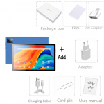 BDF P60 10,1-tolline Android 12 tahvelarvuti 2000x1200 k&uuml;mnetuumaline 8 GB RAM 256 GB ROM 4G v&otilde;rk AI kiirendatud tahvelarvutid arvuti Google Dual Wifi 8000 mAh Standard version sinine