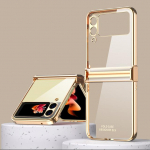 Koputusvastase pinnakattega kokkupandav telefoni &uuml;mbris Samsung Galaxy Z Flip 3 5g Flip3 libisemiskindla l&auml;bipaistva Coque jaoks Samsung Z Flip 3 &uuml;mbriste jaoks for Galaxy Z Flip 3 kuld
