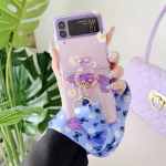 Luksuslik Blue -Ray 3D Print Cute Rabbit Little Star telefoni&uuml;mbris Samsung Galaxy Z Flip 3 4 5g tagakaas koos Crossbody kaelapaelaga For Samsung Z Flip 4