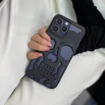 Lahe &otilde;&otilde;nes 3D Skull telefoni&uuml;mbris iPhone 11 13 12 14 Pro Max 14 Plus 12 Pro 13 Pro 13 Pro Max 14 plaaditud gooti skeleti disainiga p&otilde;rutuskindel kate iPhone 14 Pro Max must