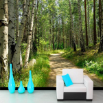 Rohelise metsa seinamaaling Puude maastiku tapeet seintele Elutoa teleri taust 3D fototapeet 200 cm(W) x 140 cm(H)