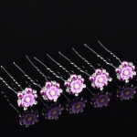 2tk pruudi peakate kristalllilled juuksekahvel U-kujulised klambrid k&auml;sitsi valmistatud pea lille keeratud juukseklamber