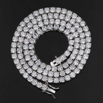 Ehted Iced Out Tennis Chain Meeste Teemant-kuubik Tsirkooniumoksiidist kaelakee Naistele Width 4mm +Chain 40cm