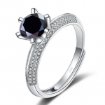 Bague Ringen Luksuslik D-v&auml;rviline 1-karaadine moissaniidist teemants&otilde;rmus naissoost S925 h&otilde;bedased peened ehted pulmadeks Reguleeritava suurusega 1ct adjustable must