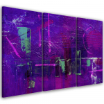 Kolmeosalise pildiga l&otilde;uenditr&uuml;kk Violetne abstraktne k&auml;sitsi maalitud 60x40 lilla