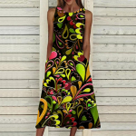 Suvine mood Seksikas varrukateta kleit Pehme vabaaja 3D-lehemustriga kleit, varrukateta sling-kleit, suvine ripatsiga kleit XS sinine