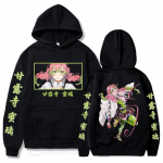 Anime Demon Killer Kawaii Kanroji Mitsuri tr&uuml;kitud meeste ja naiste Harajuku pullover pikkade varrukatega kapuutsiga unisex dressipluus S must