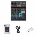 Heli segamiskonsool Bluetooth USB salvestusarvuti 48 V fantoomtoite viivitus kordusefekt 4 kanalit USB helimikser EU Plug