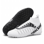 31-48 meeste/naiste jalgpallijalatsid Kvaliteetsed suuremahulised nahast k&otilde;rge elastsed sokid, kunstmuru pikkade k&uuml;&uuml;ntega jalgpallitreeningsaapad 31 valge