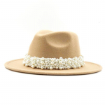 Kuumad naiste villane Fedora m&uuml;ts p&auml;rlipaelaga H&auml;rrasmees Elegantne Daam Talvine S&uuml;gis Laia &Auml;&auml;riga Kirik Panama Sombrero Girl Jazz Cap 55 -58cm
