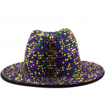 Uus Rhinestone fedora Jazzk&uuml;barad Kauboik&uuml;bar Naistele ja Meestele Kahepoolne V&auml;rviline M&uuml;ts Punane Musta teemandiga &Auml;mbriga fedora k&uuml;bar 56-58CM Adjustable