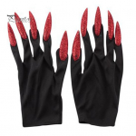 1 Paar &otilde;udseid Halloweeni n&otilde;iakindaid s&auml;ravate k&uuml;&uuml;ntega Halloweeni pika k&uuml;&uuml;nega kindad Performance Rekvisiidid Cosplay Kost&uuml;&uuml;mi Aksessuaarid Peokleit must