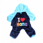 Soe koeramantel Komplektid Lemmiklooma riided Kapuuts Fliisjakk Mood Uus I Love Mom Tuulekindel XL sinine