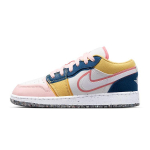 Air Jordan 1 Low SE GS Mitmev&auml;rviline L&otilde;uend Laste Tossud Valge Prantsuse Sinine Topaas Kuld DV1323-100 40