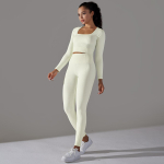Nessaj 2-osaline joogakomplekt Naiste treeningriided J&otilde;usaali Crop Top &Otilde;mblusteta puusa t&otilde;stev s&auml;&auml;rised &Uuml;likond Fitnessriiete komplekt S valge
