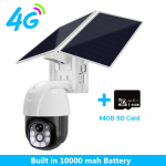 P&auml;ikesekaamera Juhtmeta WiFi 4G P&auml;ikesepatarei toitega v&auml;listingimustes Turvakaitse J&auml;relevalve Videokaamera Nutikas kodu PIR-kaamera CCTV 【4G】1W mAh + 64G Card valge/must