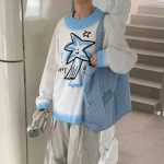 Harajuku Kawaii dressipluusid naiste &uuml;lisuured armsad anime graafilised pulloverid, staart&uuml;druk Y2k jaapani moer&otilde;ivad, naiste t&auml;navar&otilde;ivad S valge