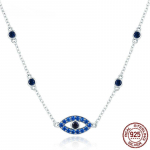S925 Sterling h&otilde;be sinine tsirkoon Guardian Eye ripats kaelakeed Lucky Eye kaelakett naistele peened ehted