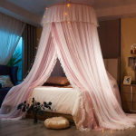 Princess Hung Dome s&auml;&auml;sev&otilde;rk koos valgusn&ouml;&ouml;riga King Queen Szie kahekihiline pitsvoodi mantliga putukate h&uuml;lgav voodi baldahhiin Average Size gray