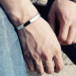 High Polished Glossy Surface Bracelet Stainless Steel Cuff Bangle for Men - Four Colors are