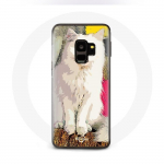 Siniste ja kollaste silmadega &uuml;mbris Samsung galaxy S9 plus T&uuml;rgi van Cat White jaoks
