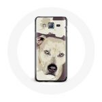 Valge &uuml;mbris Samsung Galaxy J3 Pitbull Dog jaoks