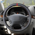 For Mercedes Benz Vito 2010 2011 2012 2013 3014 2015 Viano W639 06-11 Car Steering Wheel Cover Trim Black Leather with red strip