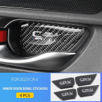Car Inner Door Bowl Handle Cover Trim Drip glue Carbon fiber Accessories  For Honda CRV 2023 CR-V 6th Inter Pull Handle Sticker Carbon fiber pattern