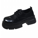 Naiste platvormiga nahast metallist pandlaga &uuml;hekihilised kingad Uued platvormiga n&ouml;&ouml;riga jalan&otilde;ud, k&otilde;rgust suurendavad nahast kingad 35 must