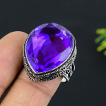 Natural Amethyst Gemstone Handmade 925 Sterling Silver Gift Ring Size 9 a4c15