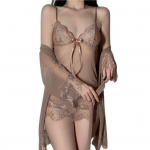 1 komplekt Mantel &Ouml;&ouml;s&auml;rk G-stringi komplekt V&ouml;&ouml;ri-s&otilde;lme Perspektiiviga pits&otilde;mblus &Uuml;hev&auml;rviline S&uuml;gav V kaelus Soe madala l&otilde;ikega spagetirihm &ouml;&ouml;s&auml;rgi rihmakomplekt M kohv