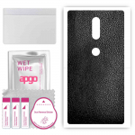 apgo Protective Skin Sticker for the back compatible with Lenovo Phab2 Plus, Wrap Film, Foil, Vinyl - Pattern Black Leather