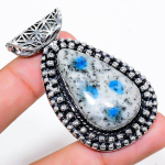 Natural K2 Blue Azurite Gemstone 925 Sterling Silver Gift Pendant 2.21 r6h75