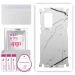 apgo Protective Skin Sticker for the back+sides compatible with OnePlus 9 Pro, Full Wrap Film, Foil, Vinyl - Pattern White Marble