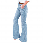 Naiste mood vabaaja keskmise v&ouml;&ouml;koha taskuga Teksad P&uuml;ksid Denim vabaaja p&uuml;ksid L must