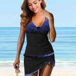 Naiste ujumisriided Tankini 2-osaline ujumistrikoo Kuldne kiirliivaprintiga ujumisriided 2XL