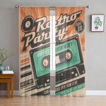 Retro peoplakatite disain L&auml;bipaistev kardin elutuppa Magamistoa Voile kardinad akendele Organza kardinad peo t&uuml;llkardinad 135W x 114H(cm)