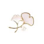 Naiste riided pross Ginkgo kujuga kott Faux Pearl Decor Lehtmantel krae m&uuml;ts Sall