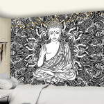 India jumal Ganesha gobel&auml;&auml;n India must-valge Buddha kuju tempel kiriku sisekujundus gobel&auml;&auml;n seinatekk seinavaip seinavaip 95x70CM