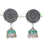 Natural Indian Look Jhumki Gemstone Silver Tribal Bali Earring 1.97 j4m10