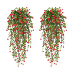 1/2 tk rippuv kunstlilleviinapuu UV-kindel kunstlik rippuvad lilletaimed plastikust luuderohi kodupulm siseruumides &otilde;ueaeda kaunistus 2pcs