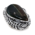 Looduslik tiigrisilma kalliskivi 925 sterlingh&otilde;bedast ehtes&otilde;rmus, suurus 9,5 d8S78