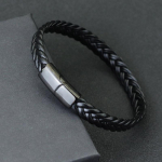 Uus meeste nahast k&auml;ev&otilde;ru, pleekimatu roostevabast terasest k&auml;ev&otilde;ru Hombre surfikaablile k&auml;ev&otilde;ru Abikaasa kingituseks punutud Bijoux Homme Joias L 20.5cm 8Inch