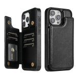 Rahakott &uuml;hev&auml;rviline magnetiline topeltpandlaga RFID blokeerimiskaardi nahk&uuml;mbris iPhone 15 Pro Max 14 Plus jaoks 13 12 11 XR XS SE 2 8 7 iPhone 15 must