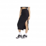 Nike Sportswear Chill Knit &Uuml;hev&auml;rviline Kitsa L&otilde;ikega Soonikkoes L&otilde;hestatud &Auml;&auml;rega Vabaaja Pikk Seelik Naiste Alaosad Must FQ1637-010 XL