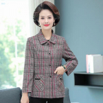 Kevadine s&uuml;gisene villane jope uue stiiliga keskealiste naiste riided salendav ruuduline &uuml;likond 5XL