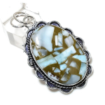 Copper Larimar Gemstone Handmade 925 Sterling Silver Jewelry Pendant 2.21 h1e85