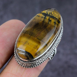 Tiger Eye Gemstone Handmade 925 Sterling Silver Gift Jewelry Ring Size 6 p2v36