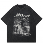 T&auml;navar&otilde;ivad Punk-rock Graafiline T-s&auml;rk Puuvillane Pestud Must Ts&auml;rk Unisex Tops T-s&auml;rk Suvine l&uuml;hikeste varrukatega T-s&auml;rk S must